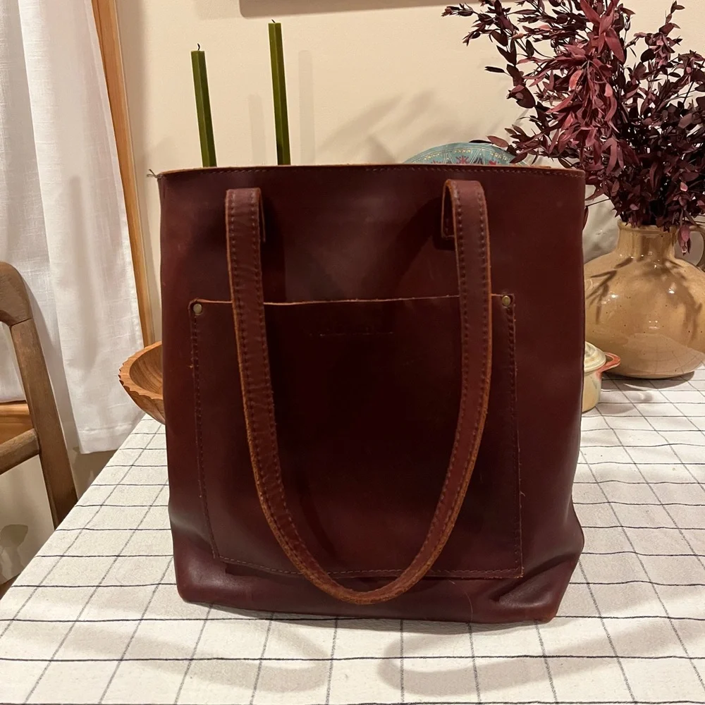 Portland Leather Crossbody Tote in Cognac - Picture 1 of 3